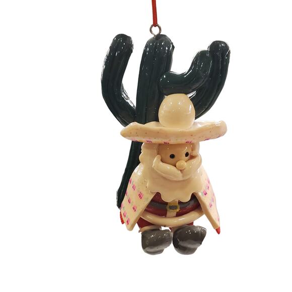 Southwestern Santa Christmas Ornaments Cactus Sombrero Sarape Santa Ornaments - Picture 12 of 12